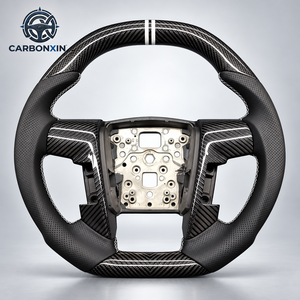Volant de course en cuir perforé avec revêtement en fibre de carbone Hydro-Dip pour Ford F150 Raptor 2009 2010 2011 2012 2013 2014 - Product Image 1