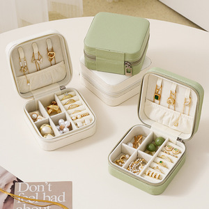 Luxueuse Boîte à Bijoux de Voyage en Similicuir PU Portable Simple, Organisateur de Rangement Promotionnel pour Boucles d'Oreilles et Clous d'Oreilles - Product Image 1