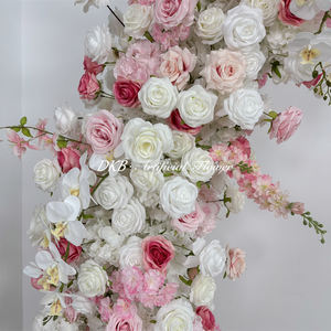 Wholesale New Outdoor Wedding Decorations Adjustable Eco-Friendly Silk <b>Artificial</b> Pink White <b>Flower</b> Arch 6-7ft <b>Tall</b> Wedding Arch - Product Image 4