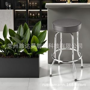 Taburete de Bar Ludaman de Acero Inoxidable con Asiento Redondo Negro, Resistente para Uso Comercial - Product Image 5