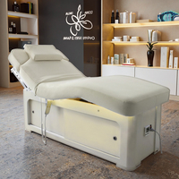 Lit de Massage Électrique de Luxe Thaïlandais 2 Moteurs pour Soin Capillaire, Table de Massage Cosmétique avec Armoire pour Salon de Beauté