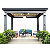 Pergola motorisée à lames orientables sur mesure, imperméable, en aluminium, bioclimatique, avec éclairage LED et télécommande pour jardin, patio, villa