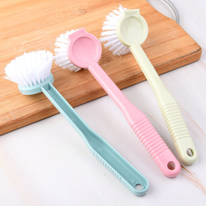Cepillo de limpieza de cerdas densas, tamaño extra grande, colorido, con mango largo, para fregar platos, antiadherente, de plástico y nailon. - Product Image 1