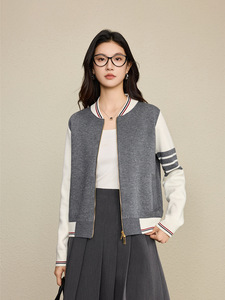 <span class=keywords><strong>Cardigan</strong></span> Bomber Casual <span class=keywords><strong>con</strong></span> Zip in lana Cashmere da Baseball <span class=keywords><strong>con</strong></span> blocchi di colore a contrasto da <span class=keywords><strong>donna</strong></span> - Product Image 6