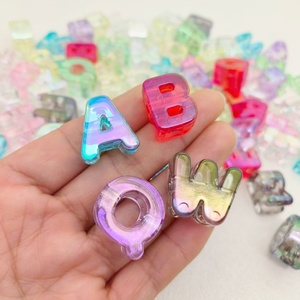 Rainbow Light Clear Alphabet <strong>Beads</strong> UV Coated Acrylic 26 Letters <strong>Large</strong> Through Hole for DIY Phone Strap <strong>Bracelet</strong> - Product Image 2