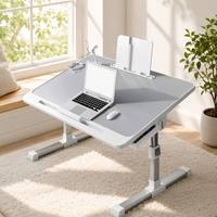Bureau d'ordinateur pliable robuste, support pour ordinateur portable réglable en hauteur, table portable avec tiroir pour adultes et étudiants