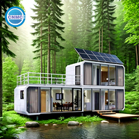 Maison préfabriquée mobile miniature moderne avec panneau solaire, batterie au lithium, piscine au sol, extensible, conteneur