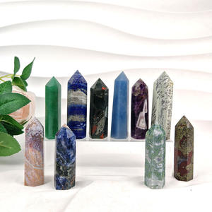 Vente en gros de pierres de guérison naturelles de haute qualité, pointe de baguette, tour de cristal en matériaux mixtes, artisanat pour la décoration - Product Image 1
