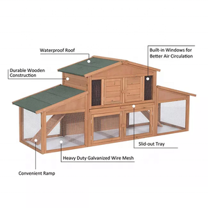<span class=keywords><strong>Cage</strong></span> à lapins en bois pour l'extérieur et l'intérieur, imperméable, avec escalier et bac de nettoyage - Product Image 3