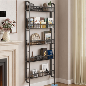 Estante de Almacenamiento Delgado de 5 Niveles para Baño y Cocina, Ahorra Espacio, de 24.4 Pulgadas de Ancho, para Colgar Detrás de la Puerta, Color Negro - Product Image 1
