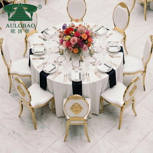 Sillas de lujo para bodas y eventos reales apilables de acero inoxidable con respaldo alto - Product Image 1