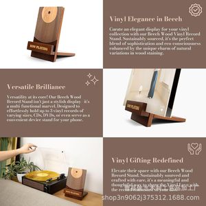 Wooden <b>Record</b> Display Rack Vinyl Album <b>Stand</b> Farmhouse Style Tabletop Storage Organizer Multi Purpose Home Decor - Product Image 4