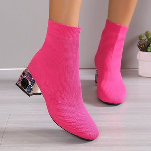 Lug Sole Slip On Chunky Bloc Talon Tricot Rose Chaud <span class=keywords><strong>Noir</strong></span> Cheville Classique Bottes Femmes Plate-Forme <span class=keywords><strong>Chelsea</strong></span> Bottes - Product Image 1