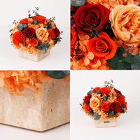 Bunga Mawar Taman Awet Langsung dari Pabrik, Bunga Abadi Hydrangea Eucalyptus Buah dalam Vas Travertine Buatan Tangan Logo Kustom