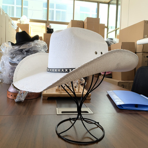 Sombrero Vaquero de Paja de Papel para Hombre Estilo Americano Western de Texas con Ala Moldeable de Cubierta Dura y Cuerno Largo Tipo Cattleman <span class=keywords><strong>Boa</strong></span> México - Product Image 3