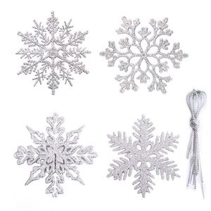 4-Inch Plastic Glitter Christmas <b>Tree</b> Hanging Snowflake Ornament - Product Image 2