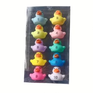 Children's Counting Yellow Duck Colorful 1-10 Number Plastic Squeaky <b>Bath</b> Toy 2 Inch Ages 8-13 - Product Image 1