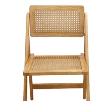 Chaise de salle à manger pliable en rotin et bois de frêne moderne – Portable et peu encombrante pour usage intérieur, extérieur, mariages et parcs