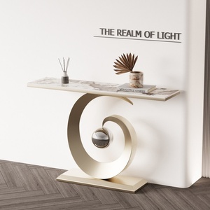 Mesa Consola Minimalista de Lujo Ligero con Tapa de Acero y Pizarra, Montada en la Pared para Entrada, Pasillo o Colocación en Contrapunto de Puerta - Product Image 4