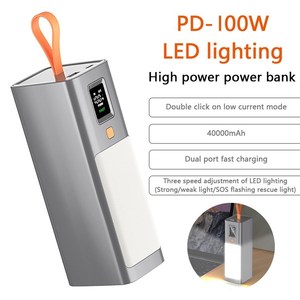 Banque d'alimentation T133LP 40000mAh PD 100W à charge rapide, chargeur de téléphone <span class=keywords><strong>portable</strong></span> et d'ordinateur <span class=keywords><strong>portable</strong></span>, <span class=keywords><strong>batterie</strong></span> <span class=keywords><strong>externe</strong></span> <span class=keywords><strong>avec</strong></span> lumière LED - Product Image 2