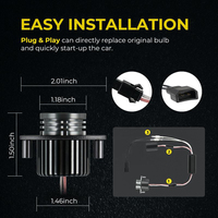 Ampoule LED 12V pour phare de voiture avec anneau lumineux Halo pour BMW Série 3 E92 M3 Série 1 E82/E87 2008-2012