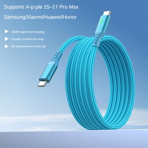 Câble <span class=keywords><strong>de</strong></span> <span class=keywords><strong>charge</strong></span> rapide USB C vers USB C 240W 6A 480 Mbps en nylon, compatible avec <span class=keywords><strong>iPhone</strong></span> 15 17 Pro Max Samsung, testé pour plus <span class=keywords><strong>de</strong></span> 10 000 plisures <span class=keywords><strong>de</strong></span> flexion - Product Image 5