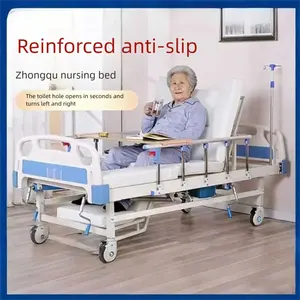 <span class=keywords><strong>Lit</strong></span> médical manuel à cadre en acier avec roulettes à verrouillage centralisé pour les soins à domicile et les soins aux patients - Product Image 4