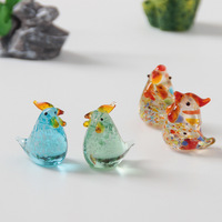 Petites décorations d'animaux en verre coloré faites à la main, poulet Gugu, décoration de bureau, accessoires pour console centrale de voiture, cadeau haut de gamme