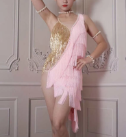 Jupe de danse latine pour adulte avec sequins et franges, robe de soirée, costume de scène, tenue de compétition