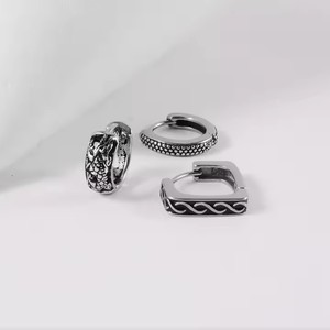 Acciaio inossidabile vecchio colore Punk drago modello incernierato orecchini a cerchio polsino per gli uomini <span class=keywords><strong>Piercing</strong></span> gioielli di moda - Product Image 3
