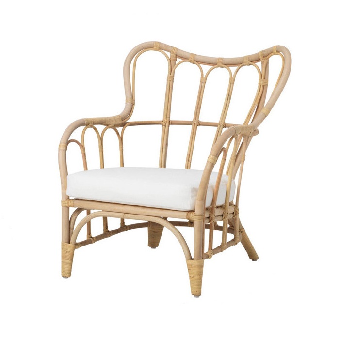 Nordic Style Hand-woven Garden Sofa Furniture Natural Rattan Cane Wicker Single Sofa Chair