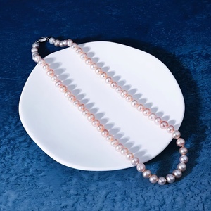 Collier en argent 925 avec perle d'eau douce pour femmes, rose clair, violet, motif de croissance, lumière intense, bijoux élégants, cadeau - Product Image 1