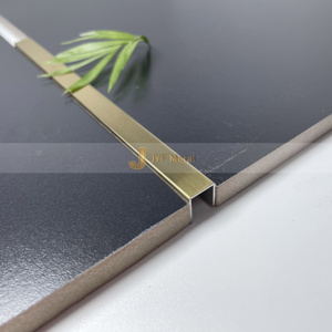 Profilé en U en acier inoxydable pour carrelage, décor moderne pour portes d'appartement, étanche, durable, bandes miroir dorées, installation facile, plus encore - Product Image 1