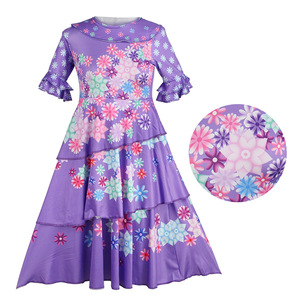 Robe de cosplay Isabella, imprimé floral violet, jupe à volants, costume pour enfants et adultes, tenue de festival pour jeux de rôle - Product Image 5