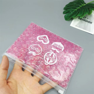 Pink Heart <strong>Bubble</strong> Wrapped Padded Shockproof Pvc Cosmetic Bag Reusable Zipper <strong>Mailer</strong> Pouch <strong>Bubble</strong> for Lipstick Perfume - Product Image 2
