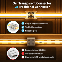 Lot de 25 connecteurs transparents sans soudure à 2 broches de 8 mm pour ruban LED, fixation par vis, joint sans interstice pour COB monocouleur