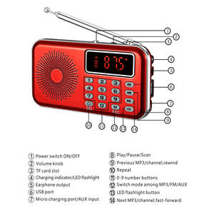 Factory Red Portable FM Radio Digital Display MP3 <b>Player</b> Built In Speaker Rechargeable Battery Home Outdoor Radio Receiver - Product Image 6