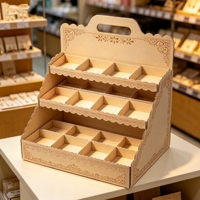 Caja de Exhibición para Pendientes, Plegable, Portátil, de Cartón Corrugado, con Forro de Esponja, Materiales Reciclados, para Joyerías