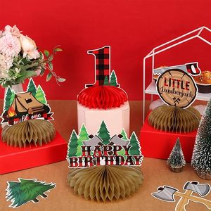 Décorations Wild One Lumberjack Honeycomb pour le 1er anniversaire et la Saint-Valentin pour garçons - Utilisation intérieure/extérieure imperméable - Product Image 4