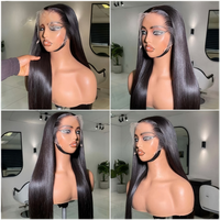 Perruque en cheveux vierges indiens naturels, sans colle, avec dentelle complète, perruque frontale HD Lace Water Wave, perruque en cheveux humains vierges avec cuticules alignées