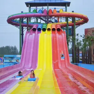 Water Park Equipment Supplier HZQ Popular Aqua Amusement Park Fiberglass Rainbow Water Slide