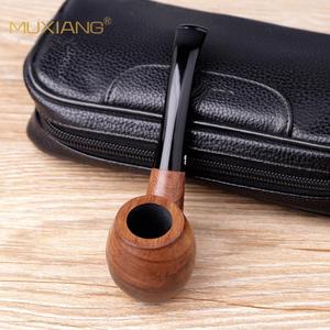 Muxiang Wooden Smoking Pipe Bent Type 9mm Filter Handmade Tobacco Pipe Solid Wood For Men Gift - Product Image 2