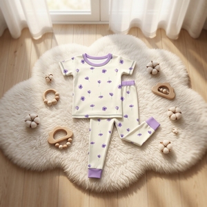 Pigiami Estivi Traspiranti in Bambù a Maniche Corte Qingli OEM Senza Tariffe, Pigiami Personalizzati all'Ingrosso per Bambini - Product Image 1