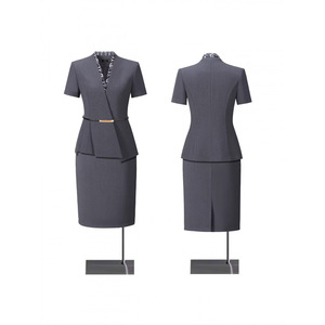 Career Dress Short Sleeve Peplum Silhouette Notched Neckline Anti-Wrinkle Woven Fabric Commute Workwear - Product Image 5