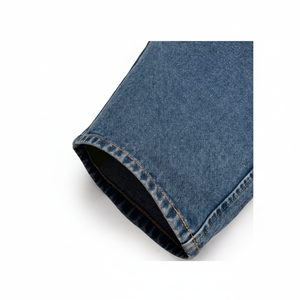 Vêtements unisexes Vietnam Jeans fuselés larges pour hommes Denim court 100% coton Taille mi-haute Tenue quotidienne - Product Image 1