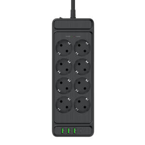 Protecteur de surtension à 8 sorties, rallonge de 6 pieds, <span class=keywords><strong>multiprise</strong></span>, prise plate, <span class=keywords><strong>disjoncteur</strong></span> <span class=keywords><strong>intégré</strong></span>, montage mural, liste CE, noir, - Product Image 4