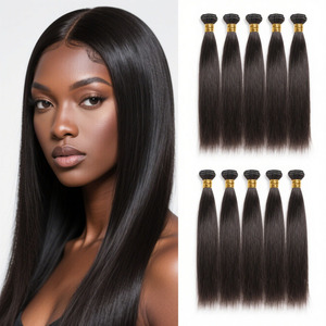 Extensions de cheveux humains lisses 10A, 20, 22, 24 pouces, cheveux vierges brésiliens, doux, non traités, double trame - Product Image 1