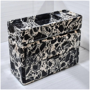 อ่างล้างหน้าแบบตั้งพื้นหินอ่อนสีดำทั้งชิ้น รุ่น Noir <span class=keywords><strong>Grand</strong></span> Modern สำหรับห้องน้ำโรงแรมและรีสอร์ทระดับหรู - Product Image 2