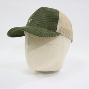 Gorra de béisbol de pana bordada personalizada con malla trasera ajustable, estilo camionero, premium vintage para uso promocional y diario - Product Image 3