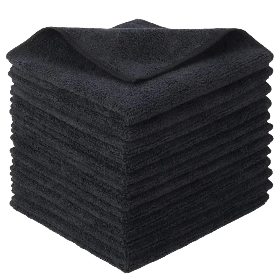 Mikro faser tuch Quick Dry Warp Knitted Custom ized Logo Schwarz Absorbent Küchen tuch